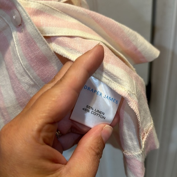 Draper James Trisha Linen Button Front Shirt Dress S Cabana Stripe Pink - Picture 8 of 8